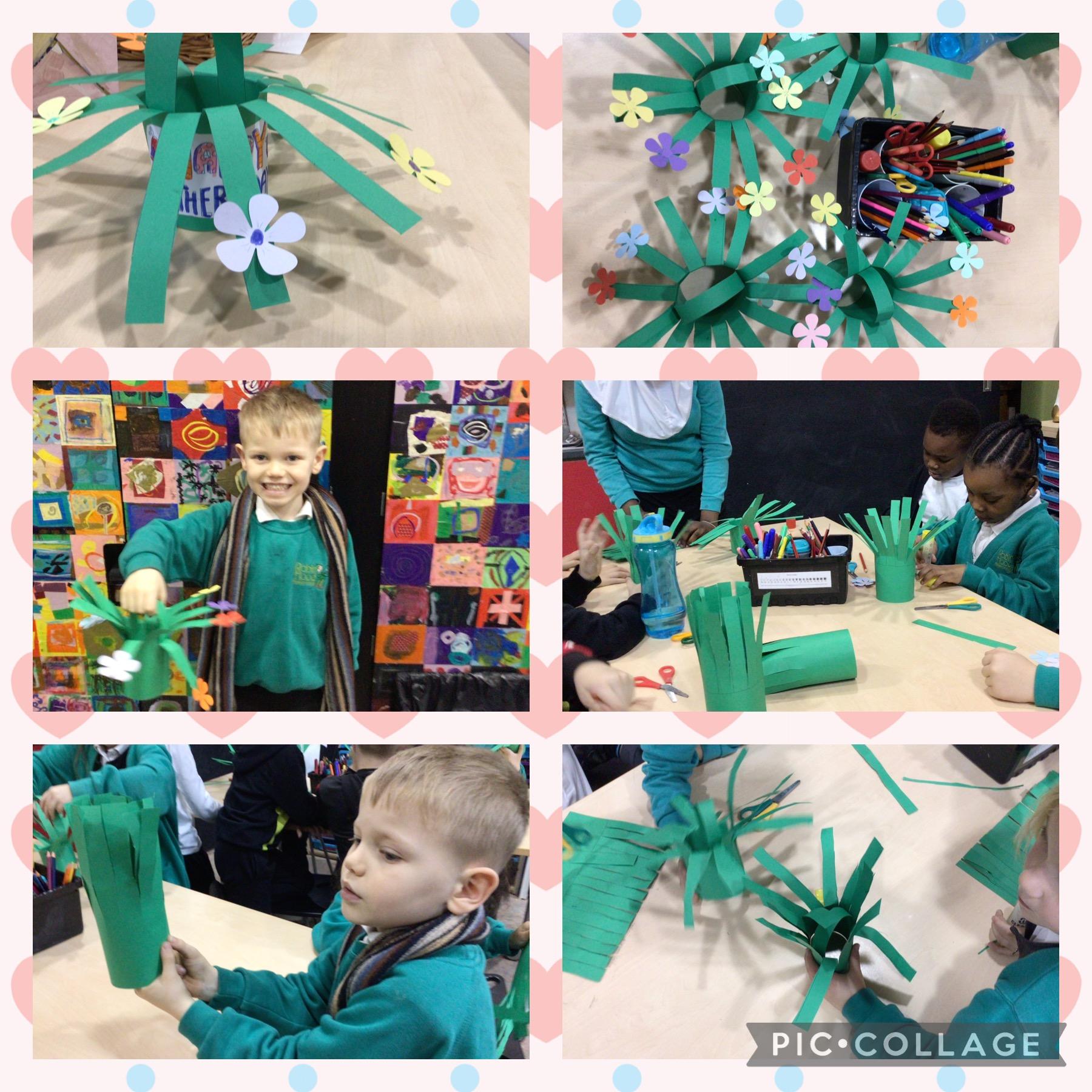 We made our own basket of flowers