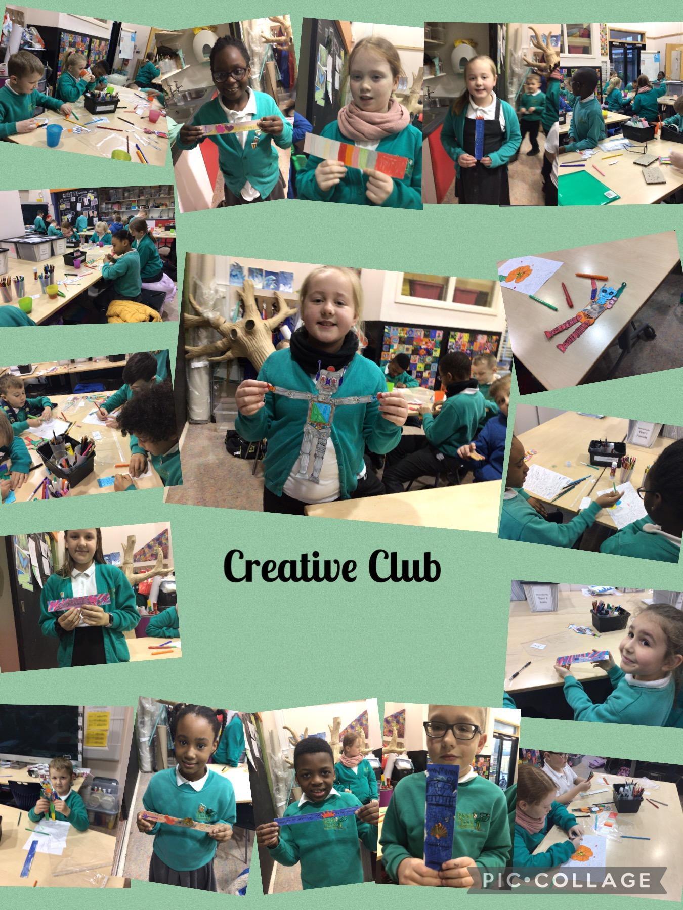 Using split pins to make a robot and designing their own book mark.